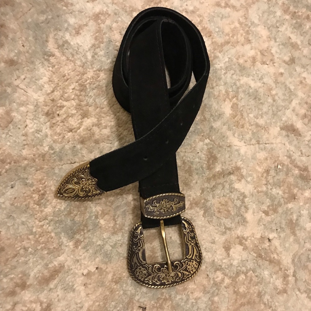 Suede western buckle belt